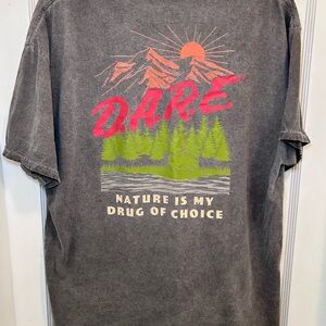 D.A.R.E Nature Is My Drug Of Choice Graphic T-Shirt Gray Faded Men’s XL